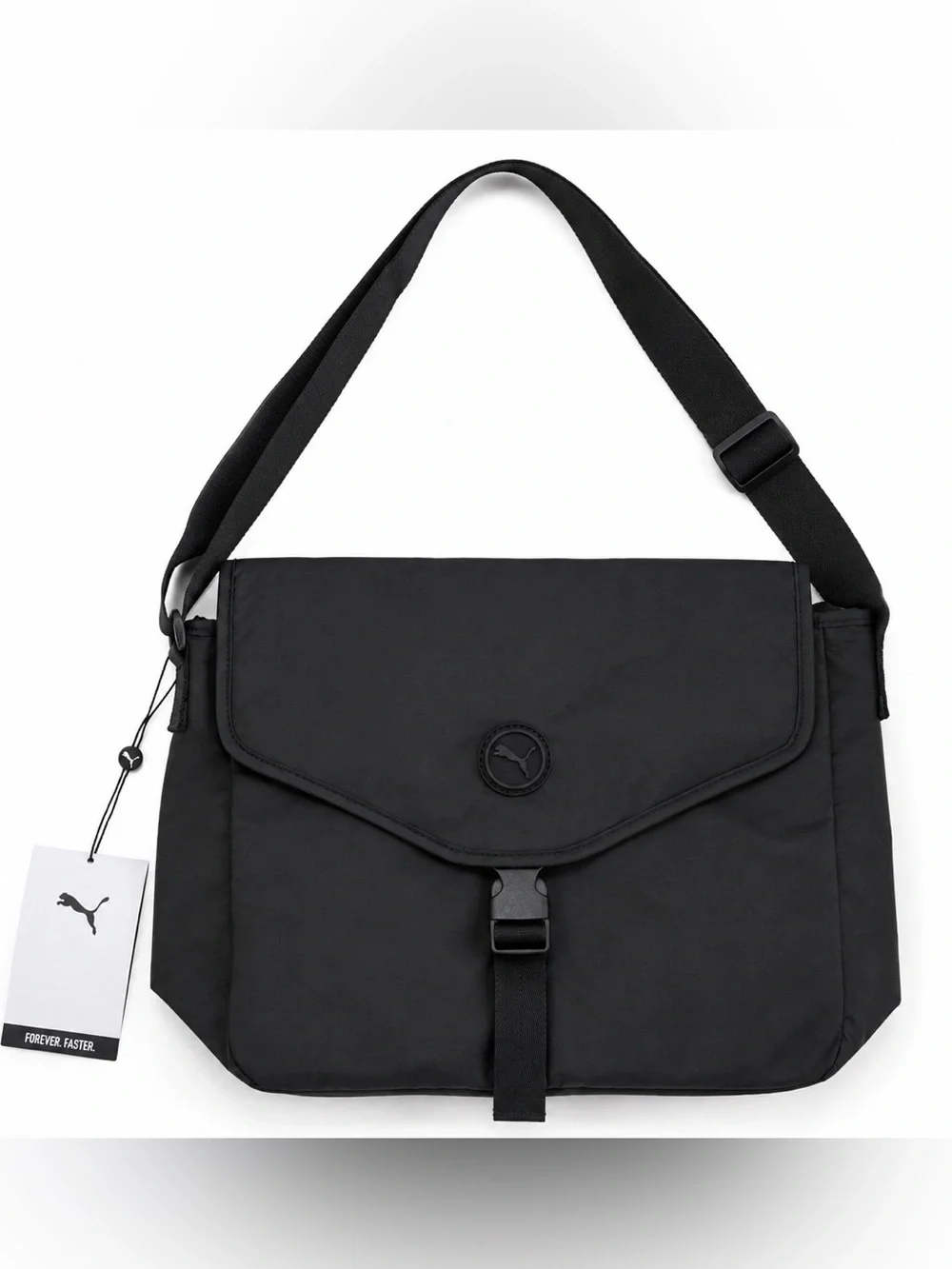 Puma Black Nylon Messenger Bag with Adjustable Strap NWT